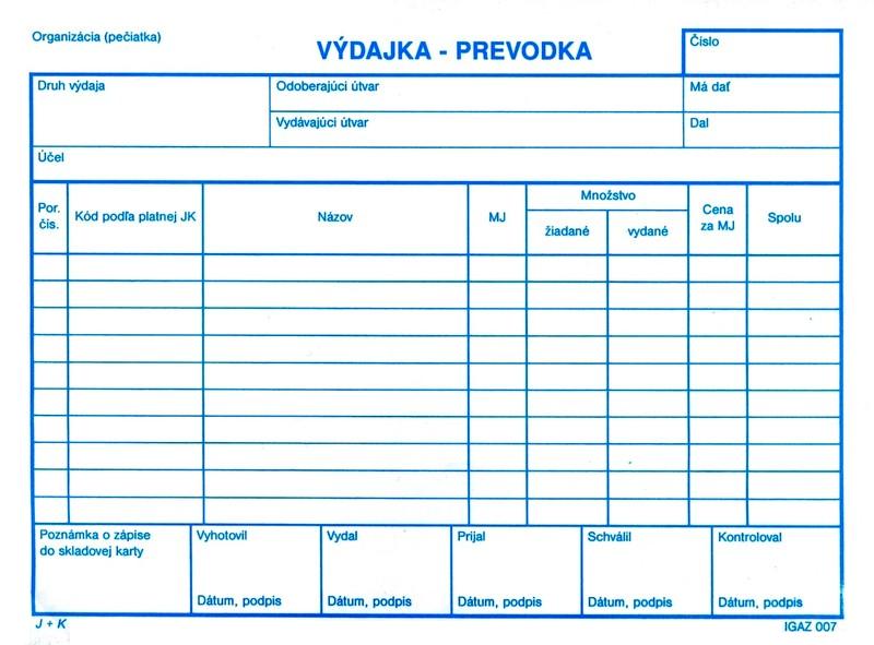 Výdajka-prevodka A5 samoprepis bez DPH 