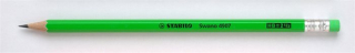 Grafitová ceruzka s gumou, HB,  STABILO "Neon" zelená