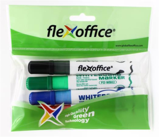 Popisovač na tabuľu, 2,5 mm, kuželovitý, sada, FLEXOFFICE "WB02", 4 farby